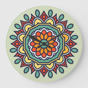 flower mosaic large clock