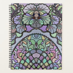 Flower mosaic purple pansy pink teal elegant  planner