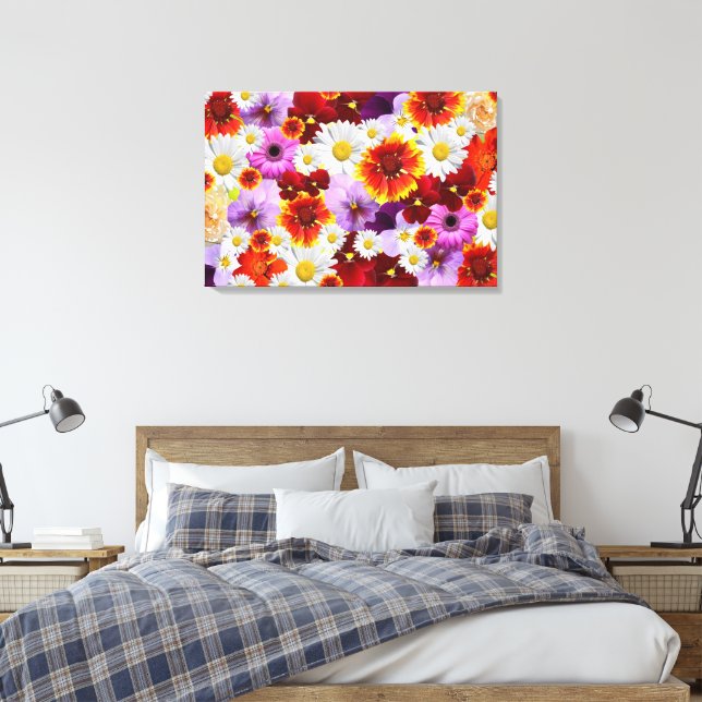 Flower Mosaic Stretched Canvas Print (Insitu(Bedroom))