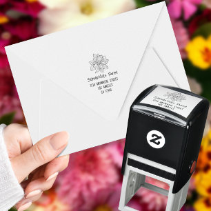 Flower Motif Return Name Address Florist Self-inking Stamp