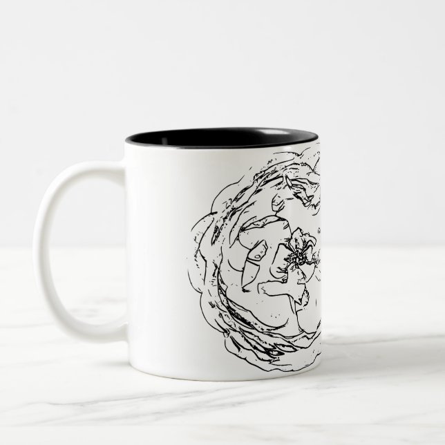 Flower Natural Two-Tone Coffee Mug (Left)