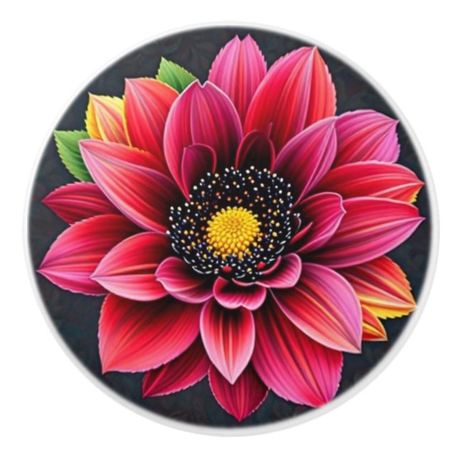 Flower noire  ceramic knob (Front)