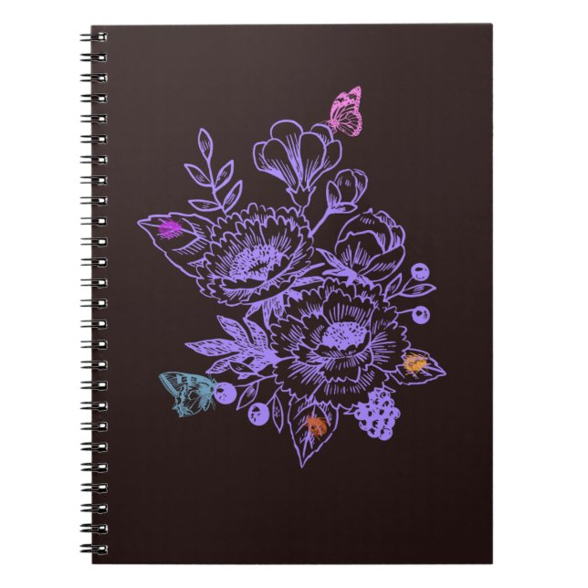 Flower Notebook| Dark Aesthetic  Notebook (Front)