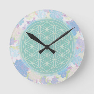flower of green life, round clock