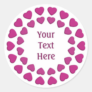 Flower of Hearts stickers, customise Classic Round Sticker