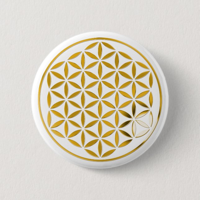 Flower Of Life 1 - Gold stamp 6 Cm Round Badge (Front)