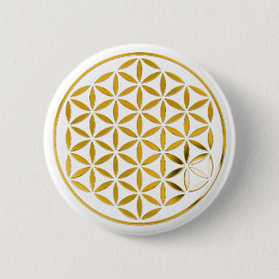 Flower Of Life 1 - Gold stamp 6 Cm Round Badge