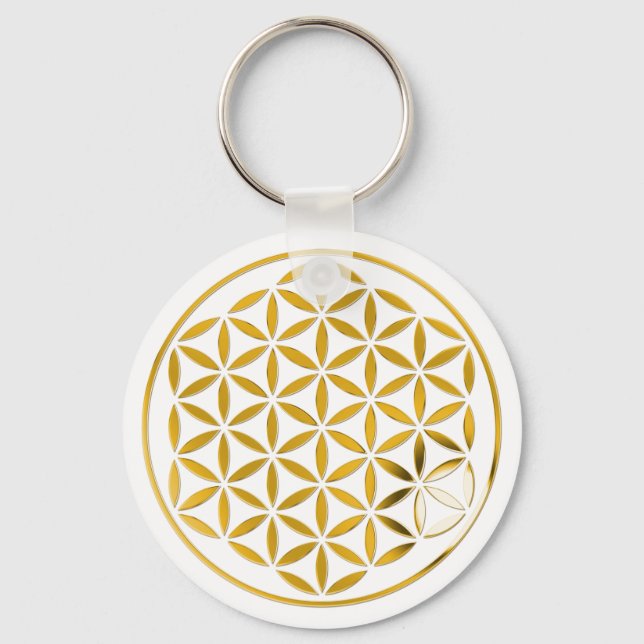 Flower Of Life 1 - Gold stamp Key Ring (Front)
