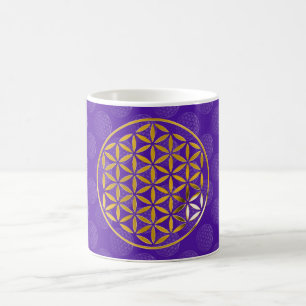 Flower Of Life 1 - Gold stamp violet pattern Coffee Mug