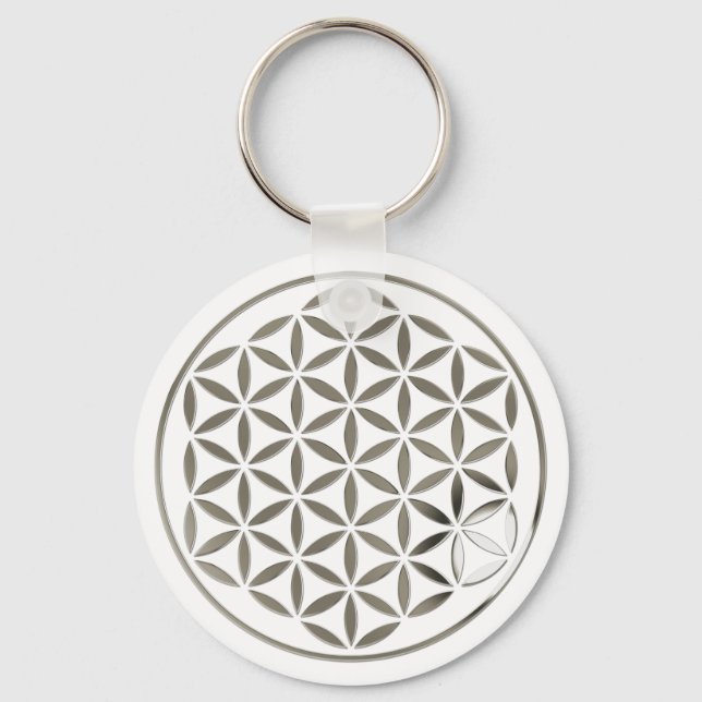 Flower Of Life 1 - Silver stamp Key Ring (Front)