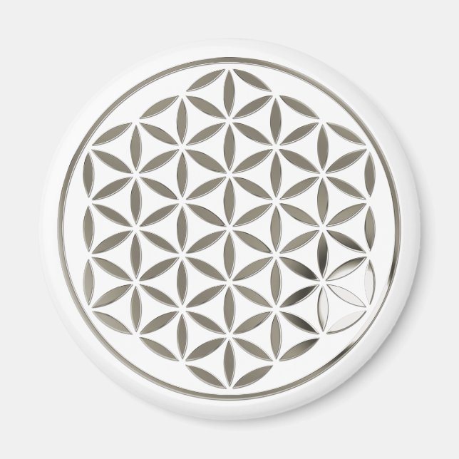 Flower Of Life 1 - Silver stamp Magnet (Front)