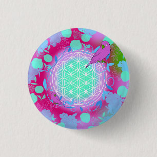 flower of life 3 cm round badge