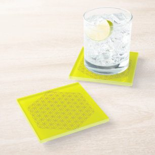 flower of life 5. dimension energy chacra glass coaster