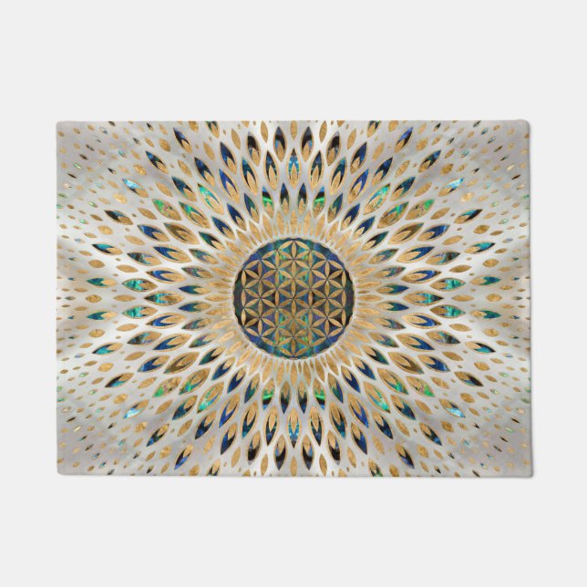 Flower of Life  - Abalone Shell and Pearl Doormat (Front)