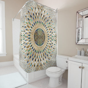 Flower of Life - Abalone Shell and Pearl Shower Curtain