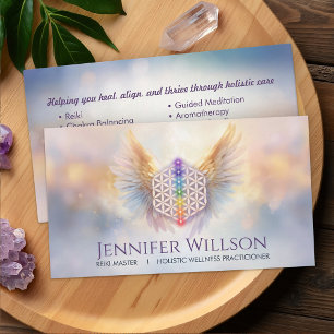 Flower of life - Angel Wings - Reiki Business Card