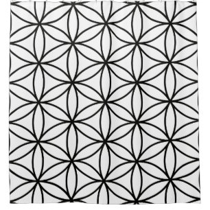 Flower of Life Big Pattern Black on White Shower Curtain