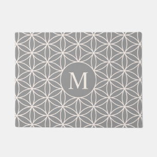 Flower of Life Big Ptn Cream on Grey(Personalised) Doormat