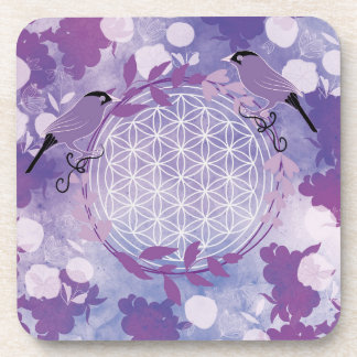 flower of life, bird ,natural ,flowers, coaster