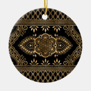 Flower of Life - Black and Gold Ornament