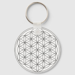 Flower of Life (Black and White) Key Ring