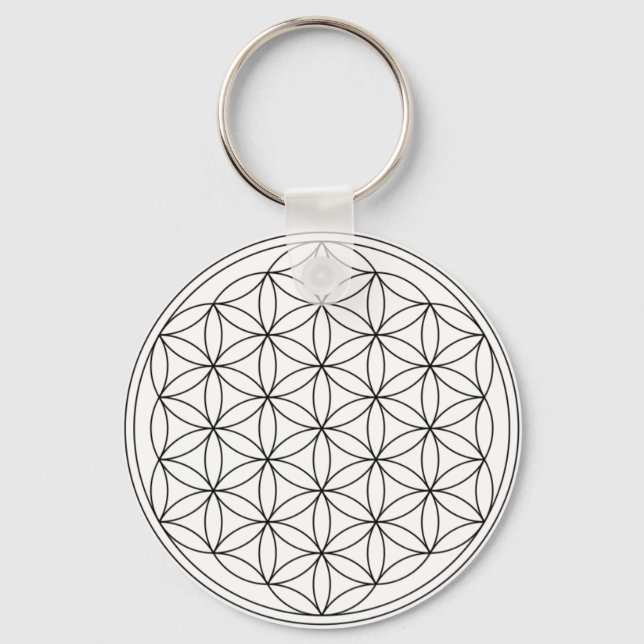 Flower of Life (Black and White) Key Ring (Front)