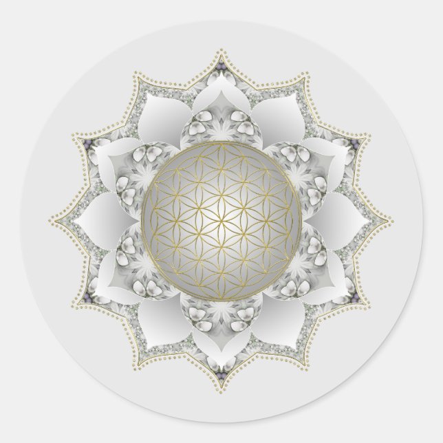 Flower Of Life - Blossoms Mandala 1 Classic Round Sticker (Front)