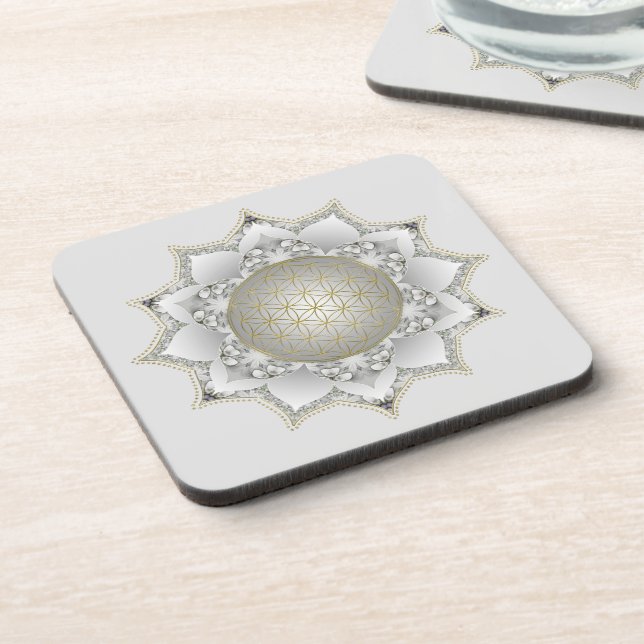 Flower Of Life - Blossoms Mandala 1 Coaster (Left Side)