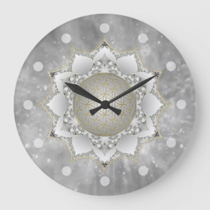 Flower Of Life - Blossoms Mandala 1 Large Clock