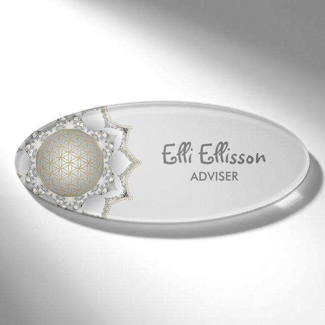 Flower Of Life - Blossoms Mandala 1 Name Tag (Front)