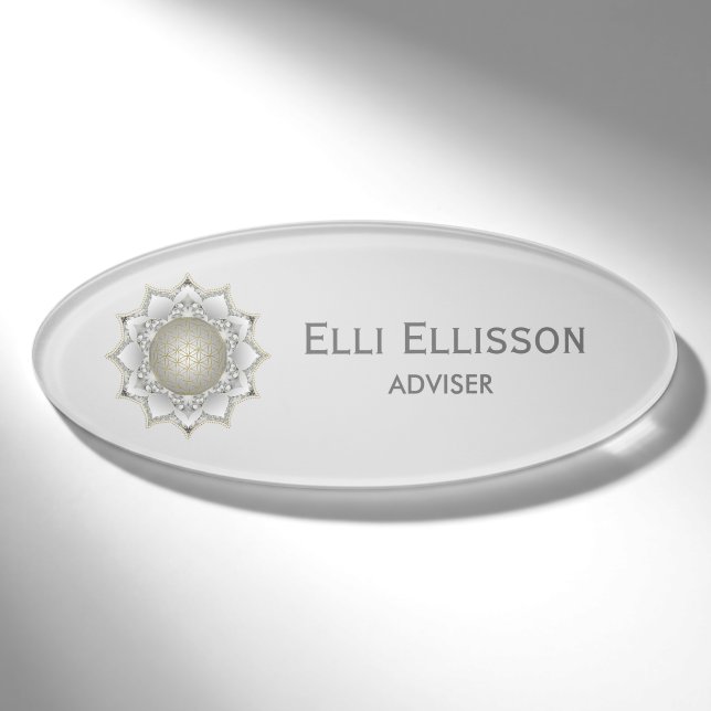 Flower Of Life - Blossoms Mandala 1 Name Tag (Front)