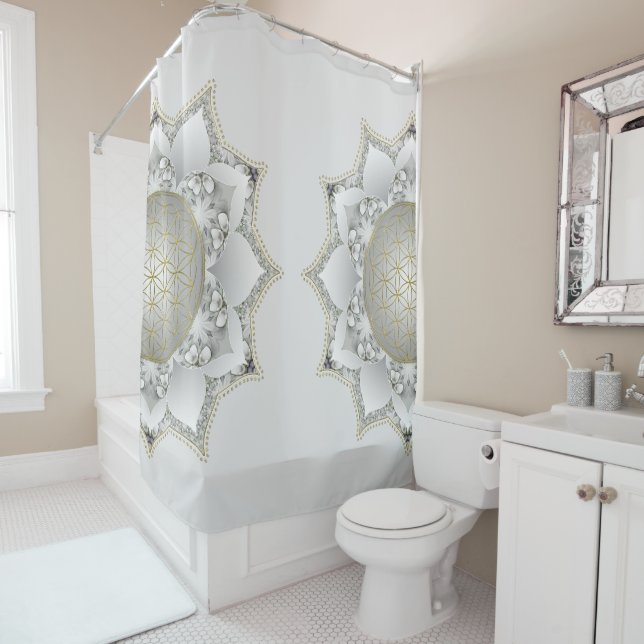 Flower Of Life - Blossoms Mandala 1 Shower Curtain (In Situ)