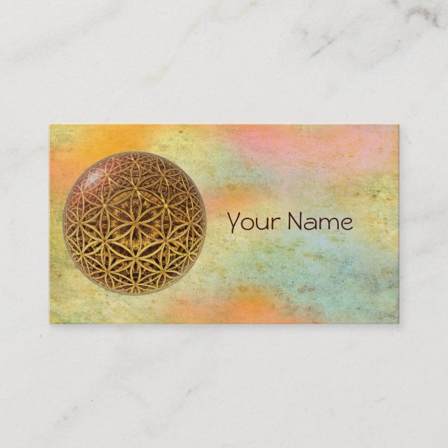 Flower Of Life / Blume des Lebens - ball grid gold Business Card (Front)