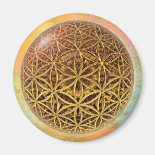Flower Of Life / Blume des Lebens - ball grid gold Magnet