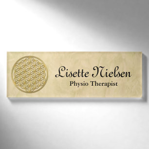 Flower Of Life / Blume des Lebens - brilliant gold Name Tag