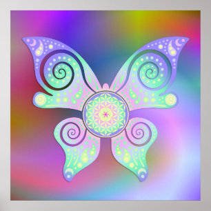 Flower of Life / Blume des Lebens - butterfly Poster