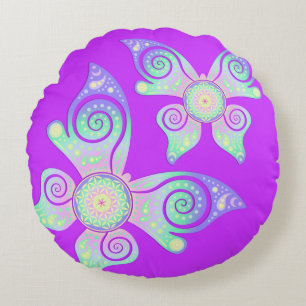 Flower of Life / Blume des Lebens - butterfly Round Cushion
