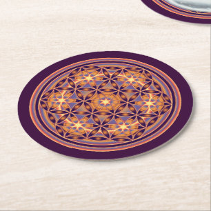 Flower Of Life / Blume des Lebens - Button II Round Paper Coaster