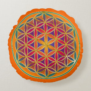 Flower Of Life / Blume des Lebens - Button III Round Cushion