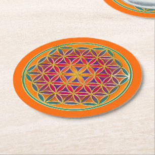 Flower Of Life / Blume des Lebens - Button III Round Paper Coaster
