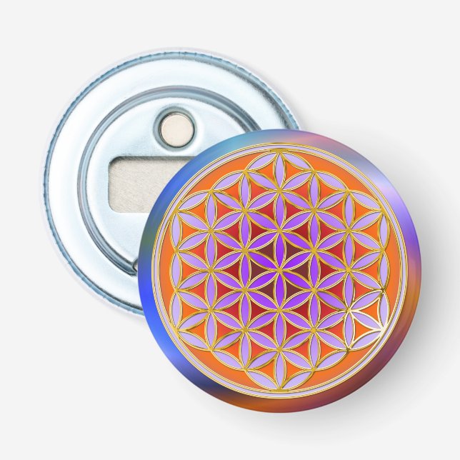 Flower Of Life / Blume des Lebens - Button IV Bottle Opener (Front)