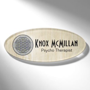 Flower of Life / Blume des Lebens - Button IX Name Tag