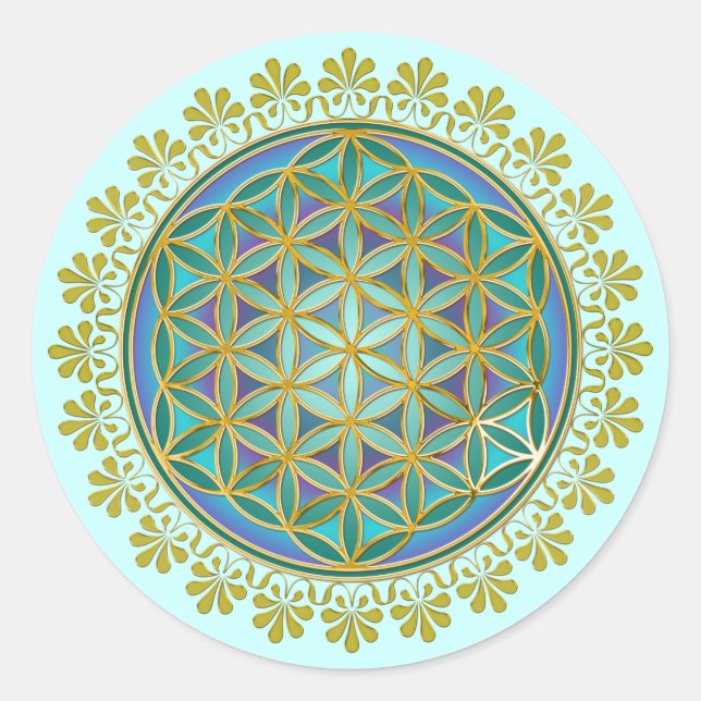 Flower Of Life / Blume des Lebens - Button V Classic Round Sticker (Front)