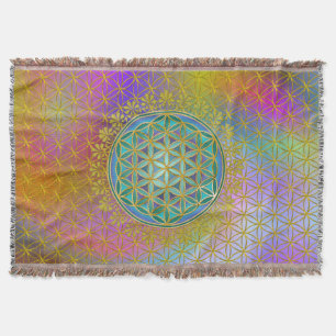 Flower of Life / Blume des Lebens - Button V Throw Blanket