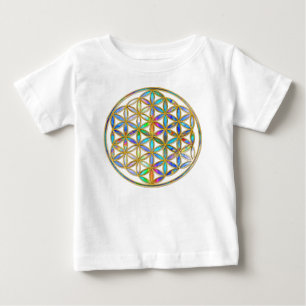 Flower of Life / Blume des Lebens - gold colourful Baby T-Shirt