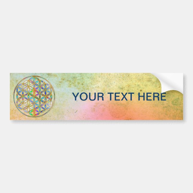 Flower of Life / Blume des Lebens - gold colourful Bumper Sticker (Front)