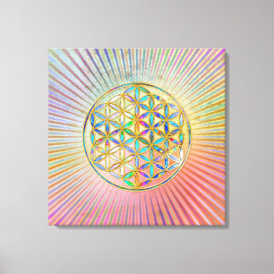 Flower of Life / Blume des Lebens - gold colourful Canvas Print