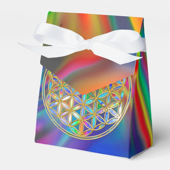 Flower of Life / Blume des Lebens - gold colourful Favour Box (Front Side)