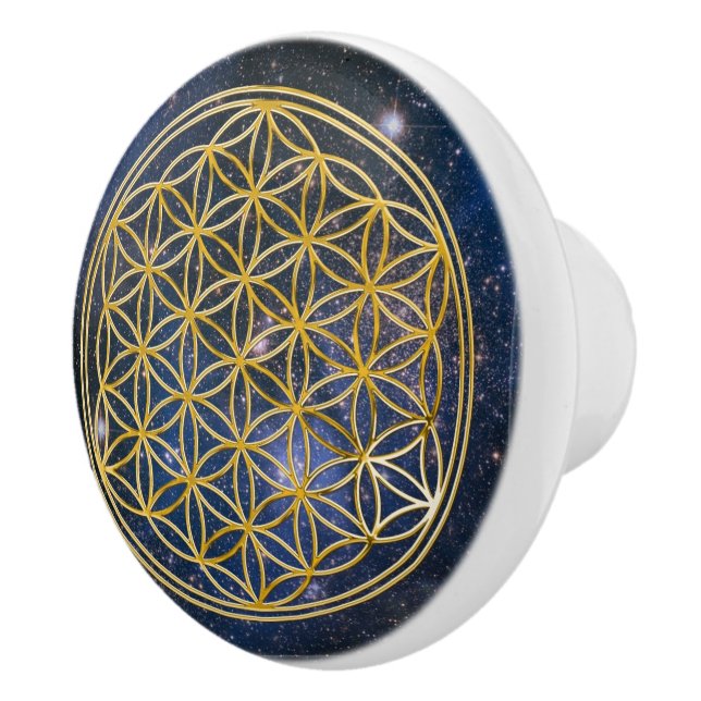 Flower Of Life / Blume des Lebens - gold galaxy Ceramic Knob (Right)