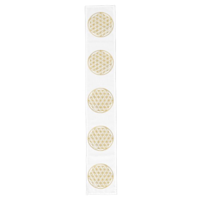 Flower Of Life / Blume des Lebens - gold Long Table Runner (Front)